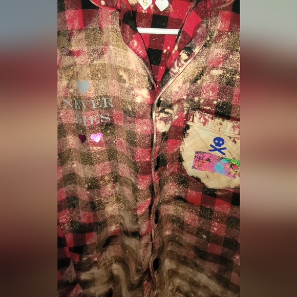 Official VELVET CROIXDistressed and Bleached one of a kind FLANNEL - Picture 3 of 5